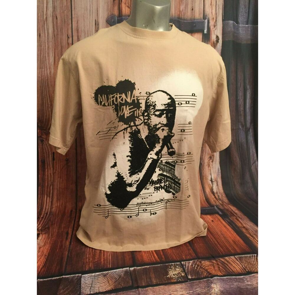 Tupac 2Pac California Love Makaveli T Shirt Beaded Artwork Rap Band Shakur XL